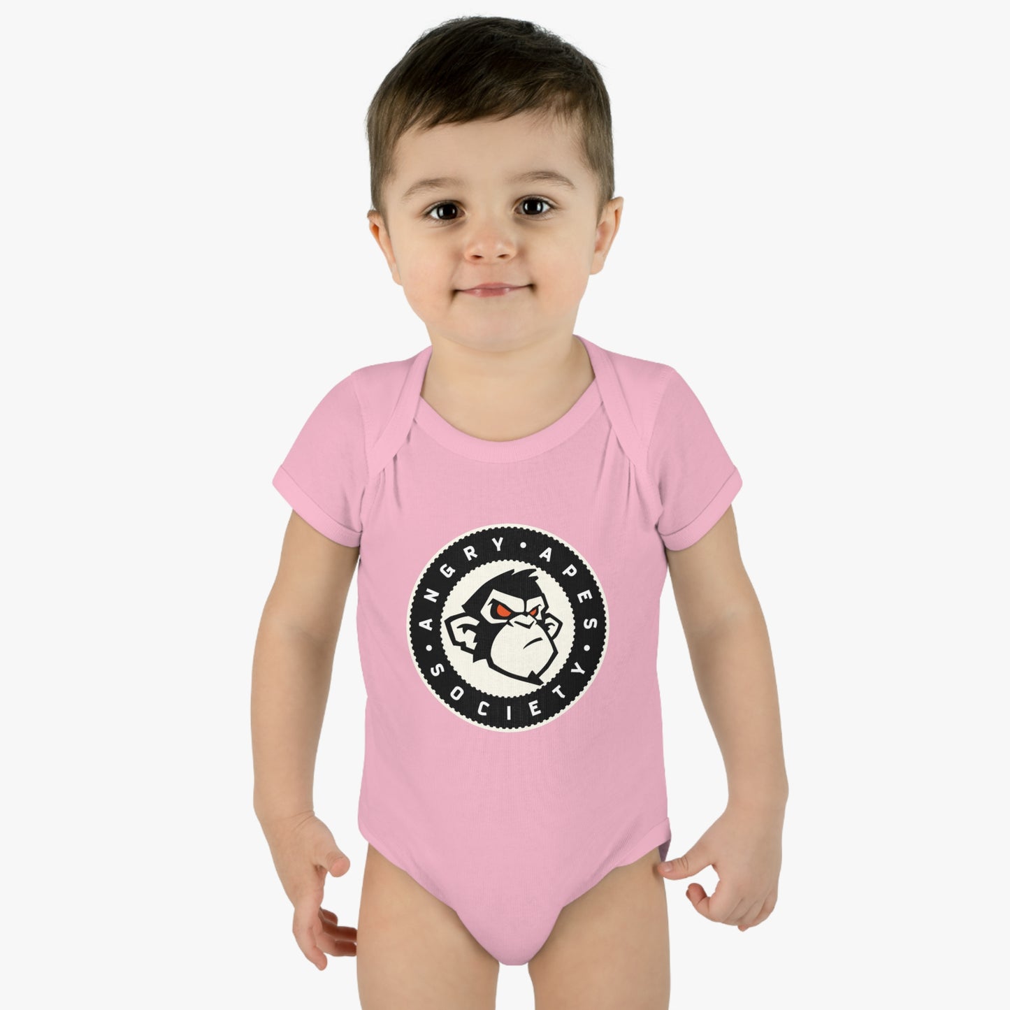 Angry Apes Society Logo FRONT Infant Baby Bodysuit