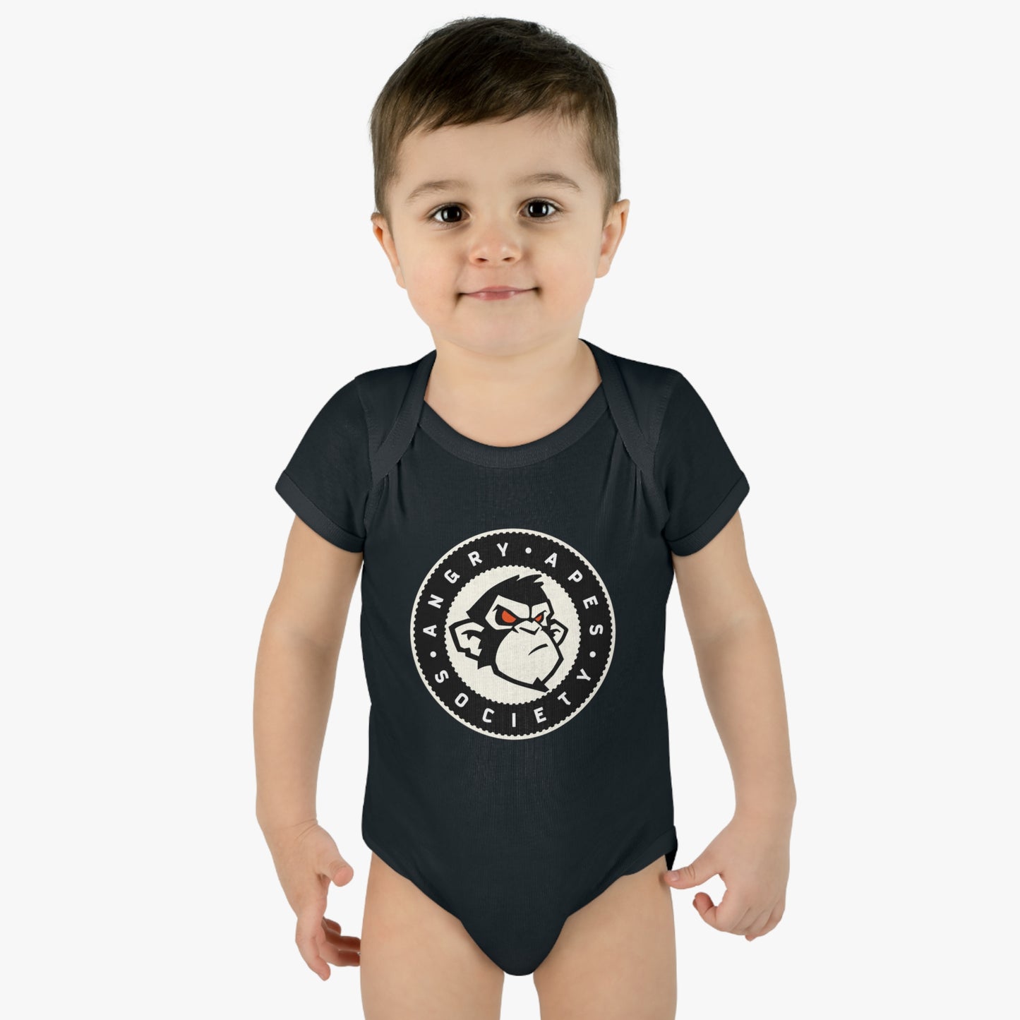 Angry Apes Society Logo FRONT Infant Baby Bodysuit