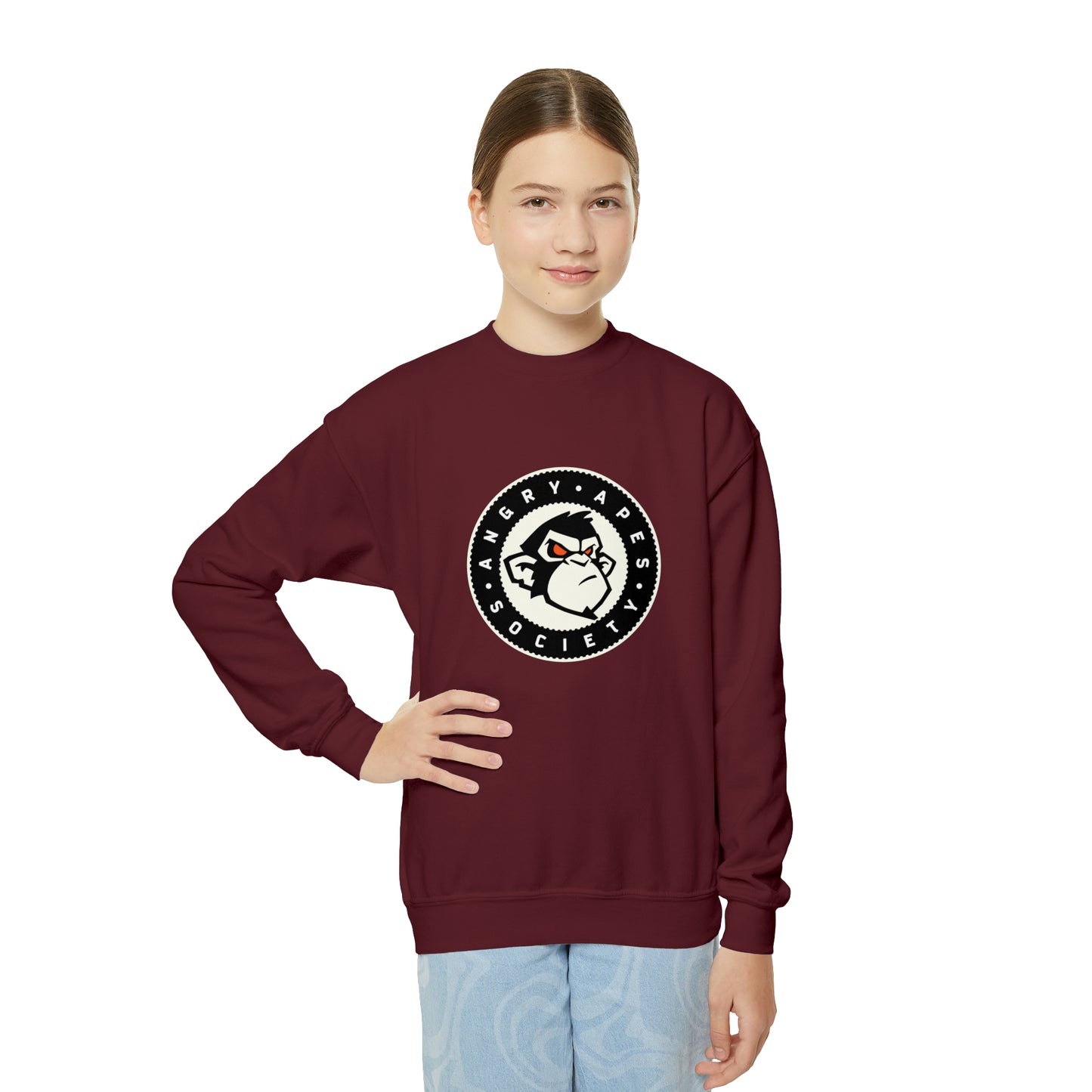 Angry Apes Society Logo FRONT Youth Crewneck Sweatshirt