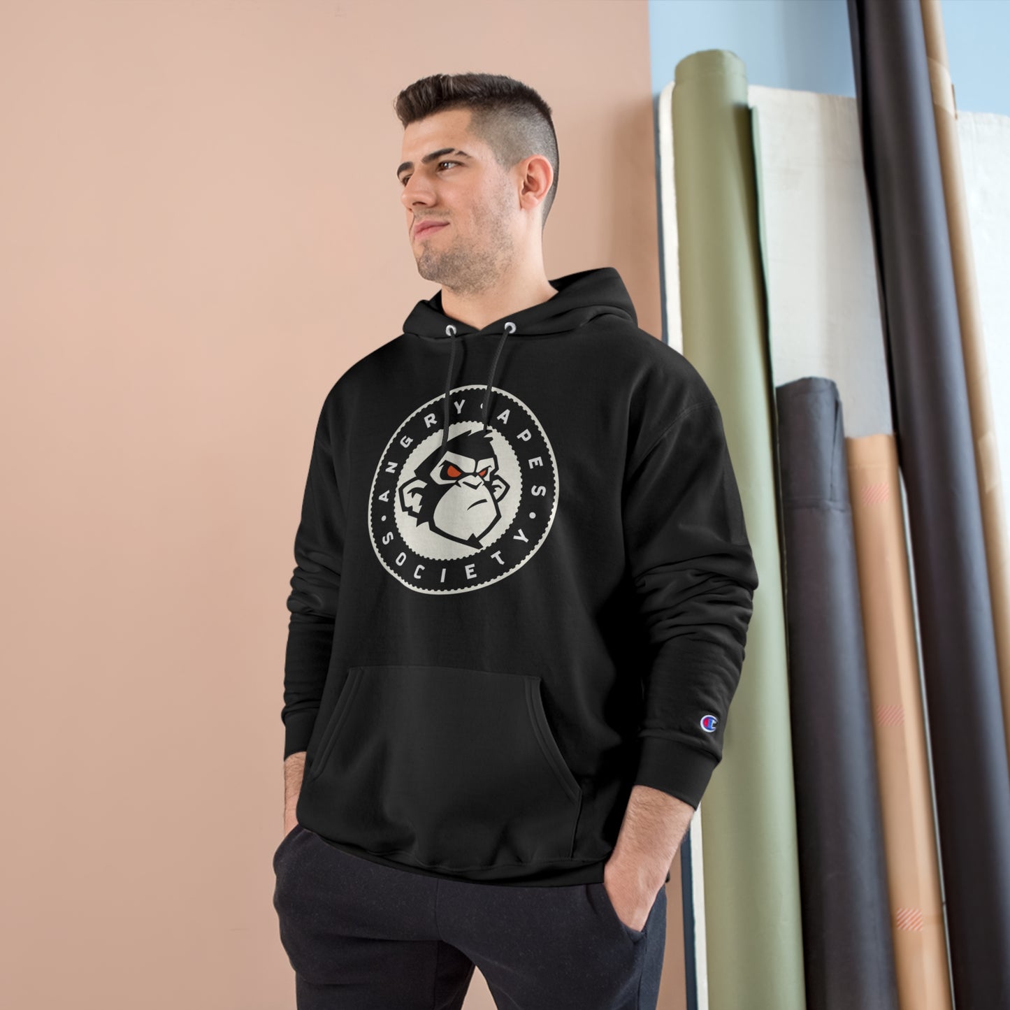 Angry Apes Society x Champion Logo FRONT Unisex Hoodie