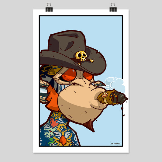 "Cowboy with Tattoos and a Cubano" Poster