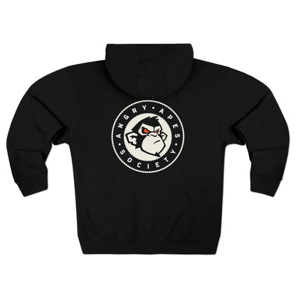 Angry Apes Society Logo BACK Unisex Full Zip Hoodie