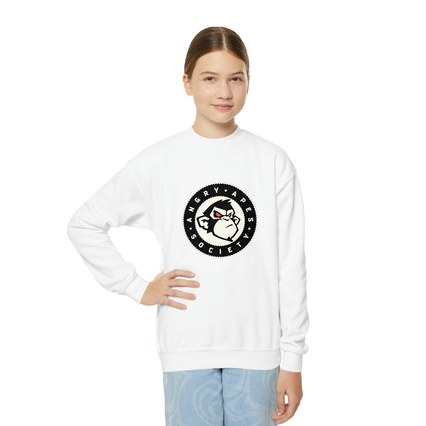 Angry Apes Society Logo FRONT Youth Crewneck Sweatshirt