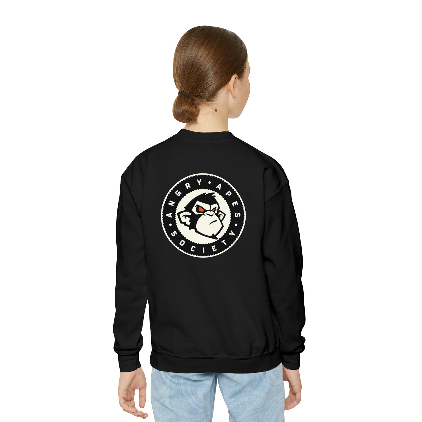 Angry Apes Society Logo BACK Youth Crewneck Sweatshirt