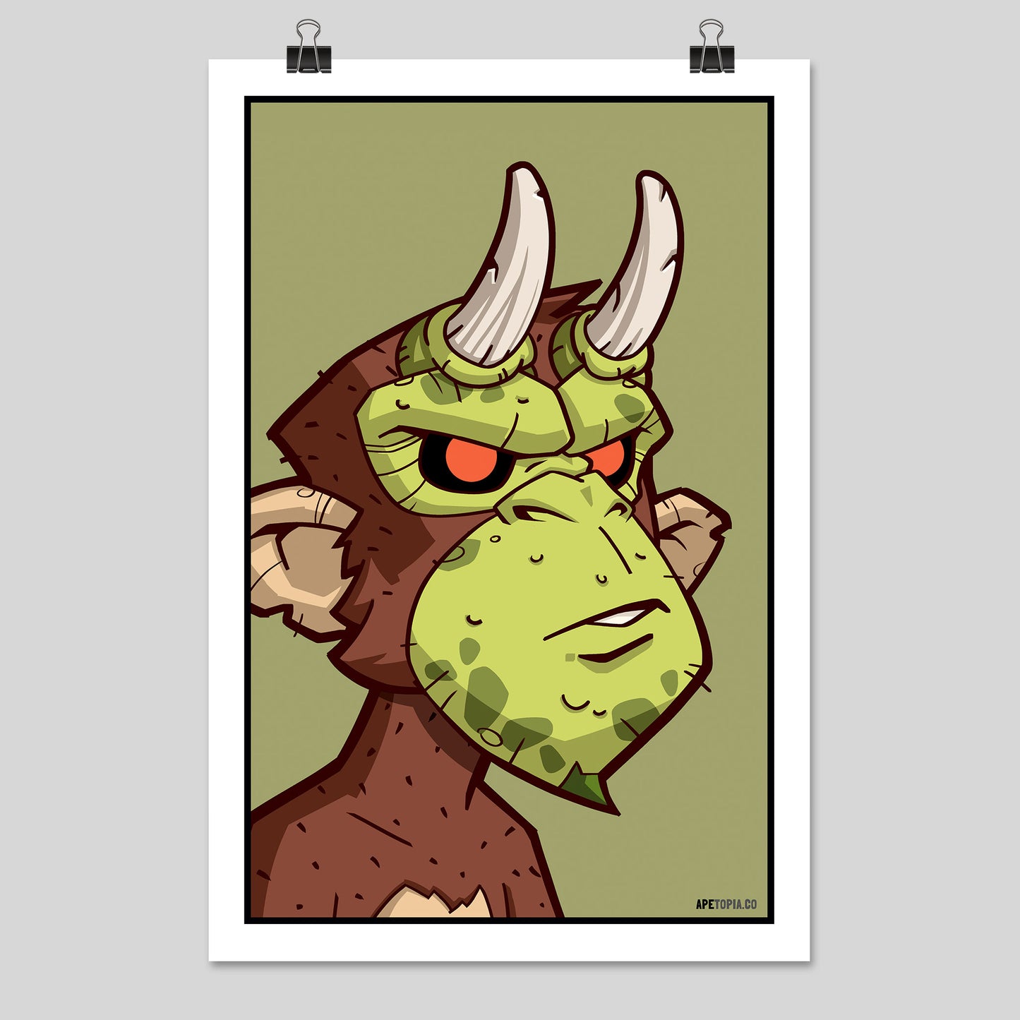 "Horned Dark Brown Demon" Poster