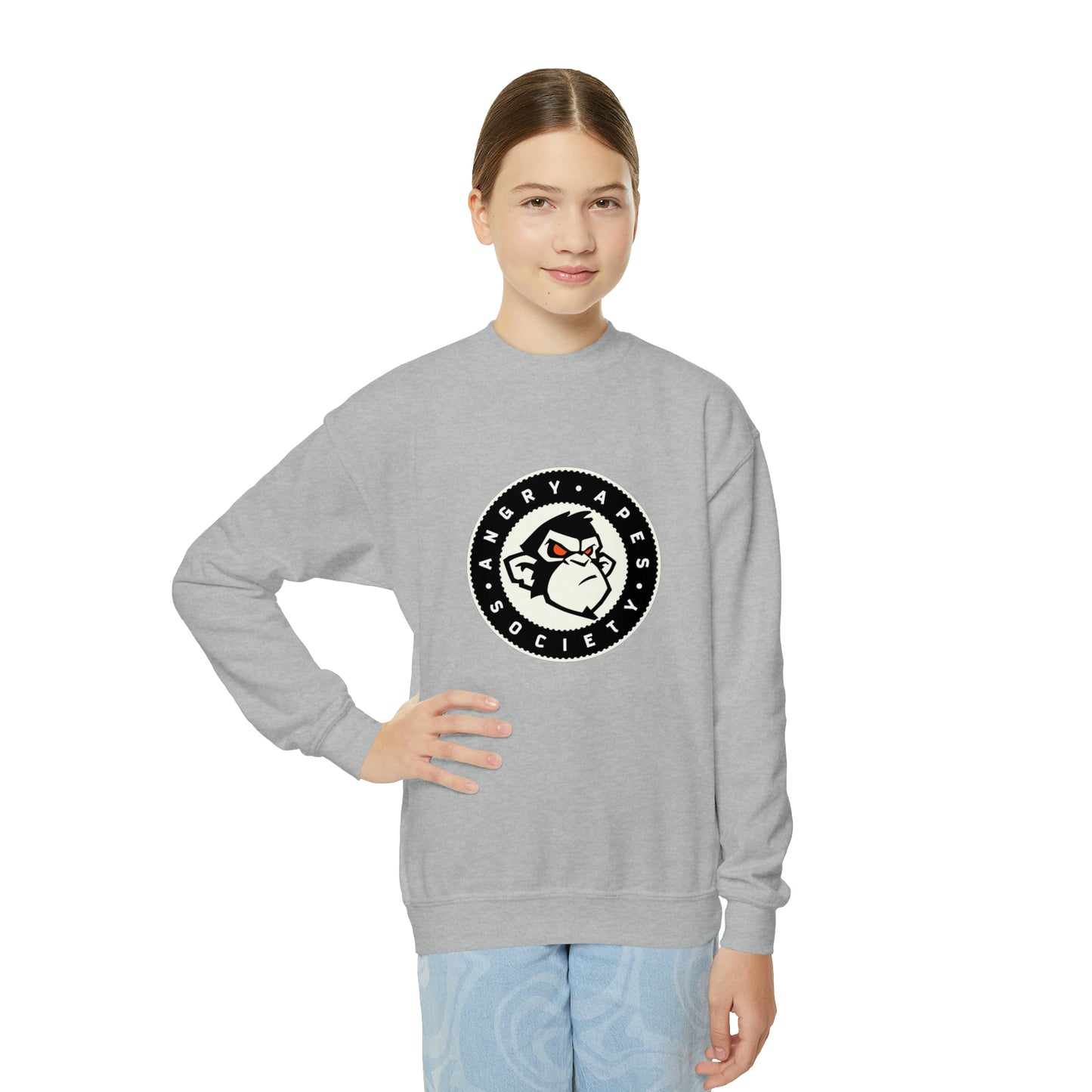 Angry Apes Society Logo FRONT Youth Crewneck Sweatshirt