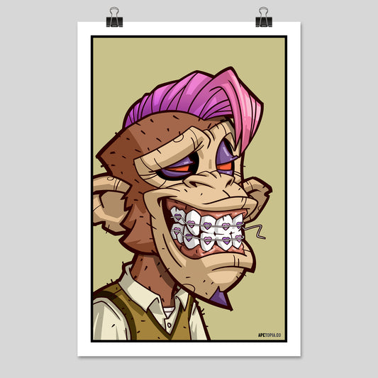 "Professor Ape with Pink Hair & Braces" Poster