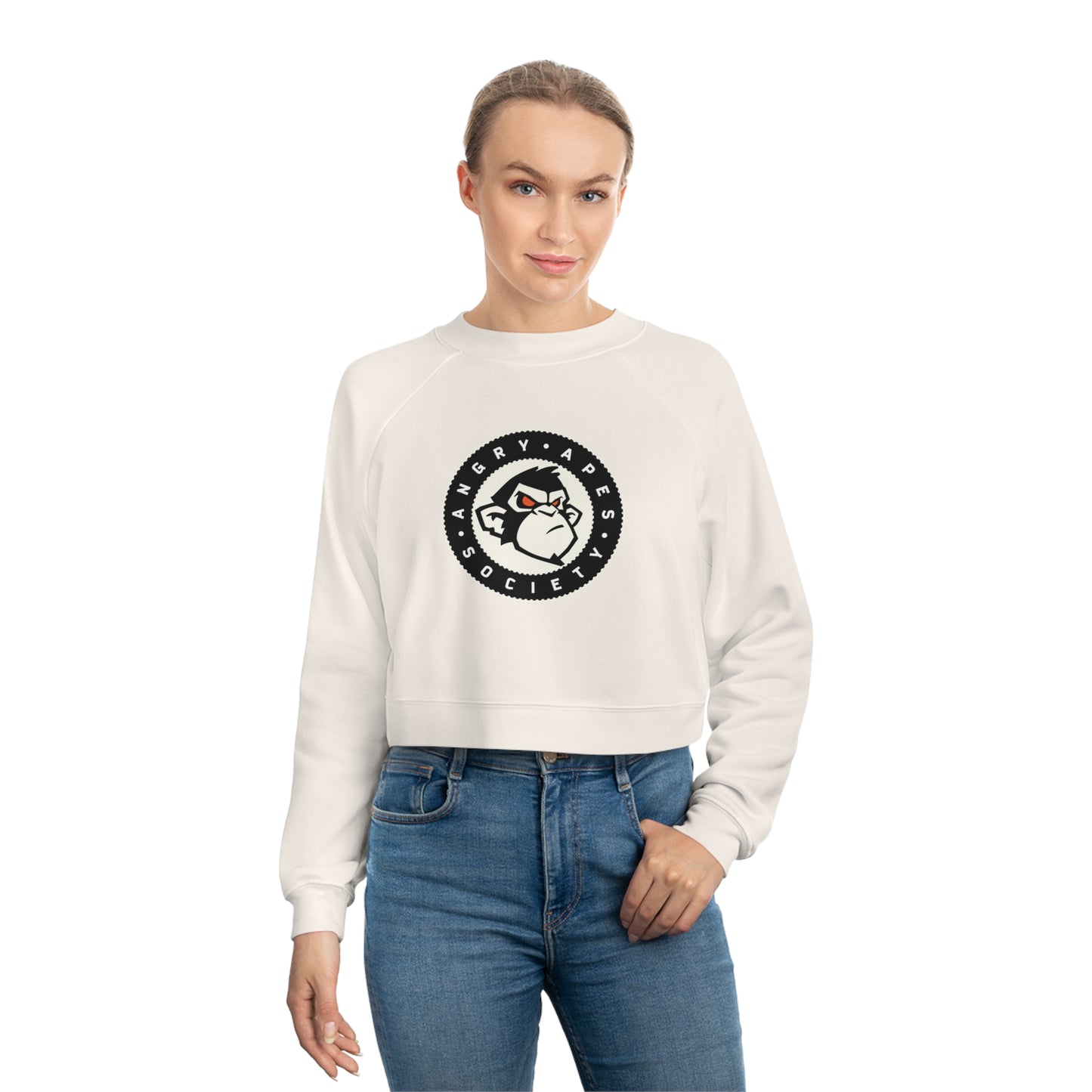 Angry Apes Society Logo FRONT Women's Cropped Pullover