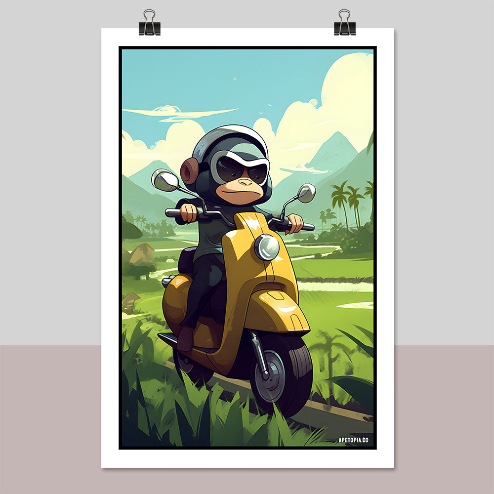 "Adorable Ape on a Vespa" Poster